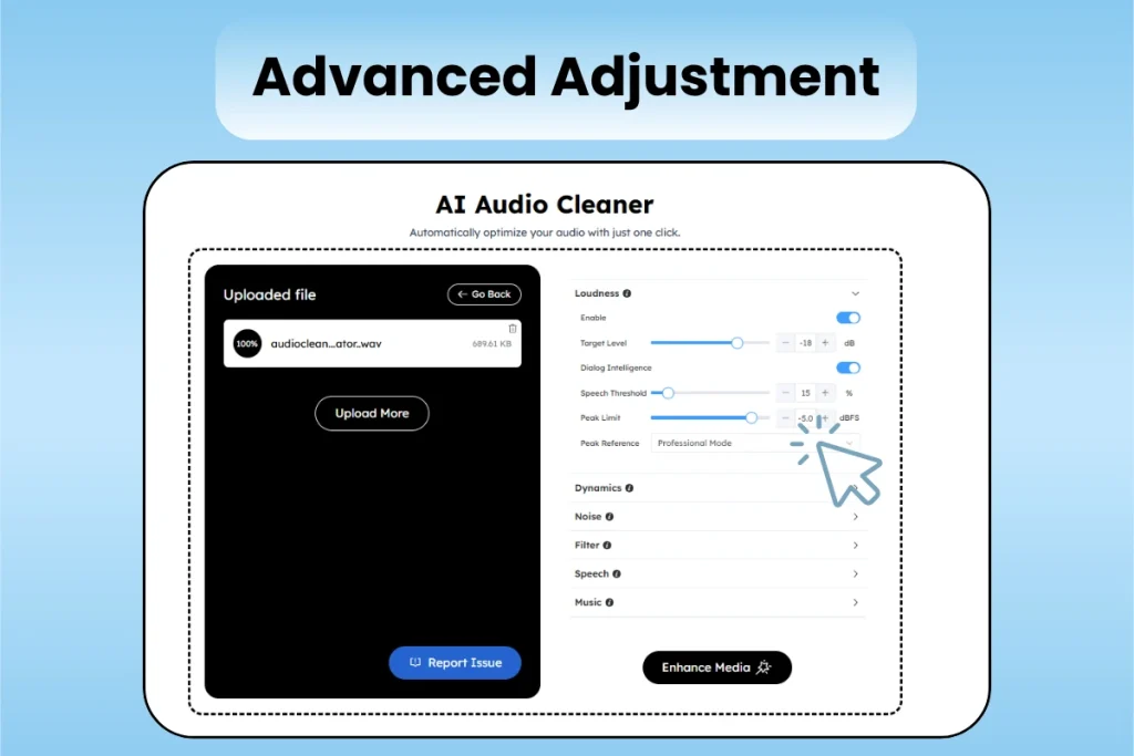 AI voice enhancement: noise reduction plus voice boosting