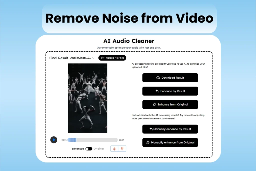 Remove noise from video using free online AI - AudioCleaner