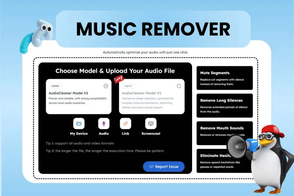 AudioCleaner Music Remover: Clear Voice, No Background Noise or Music