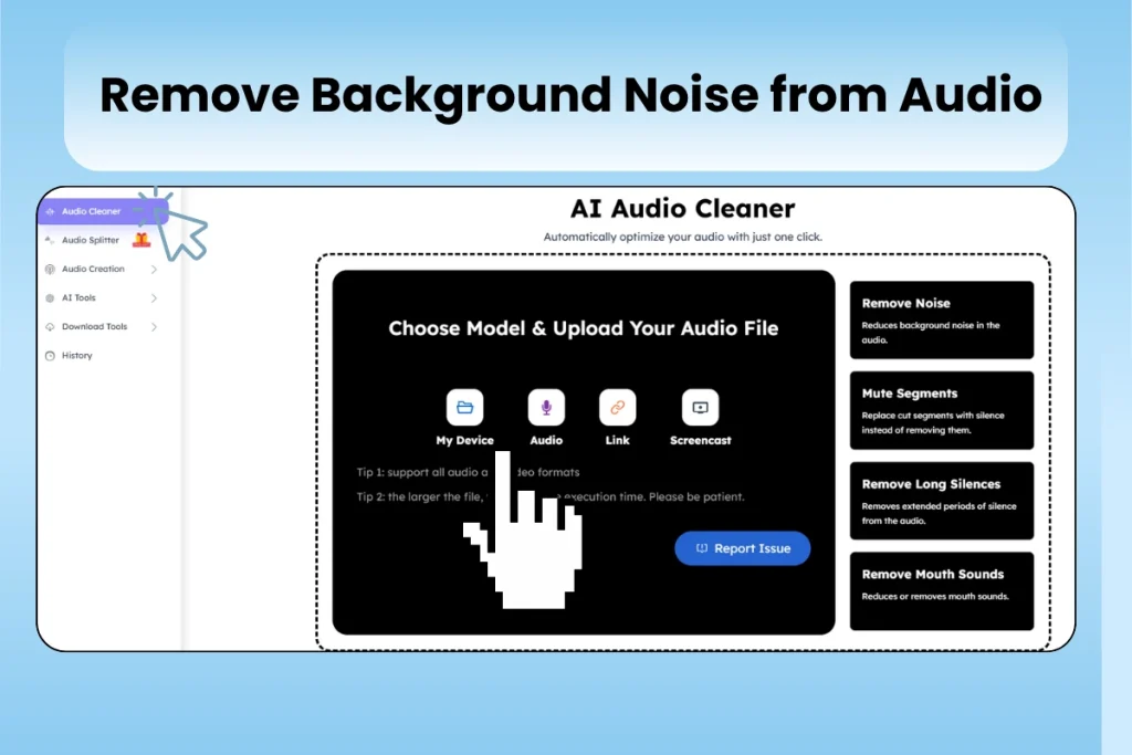 remove background noise from audio recording using AI