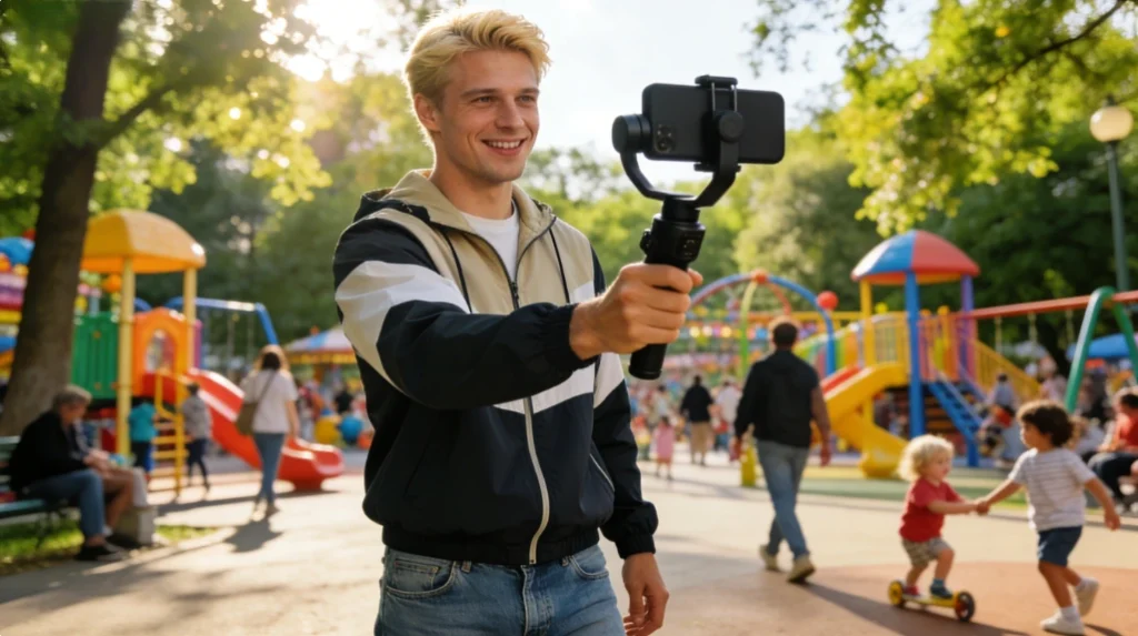 vlogger at the park