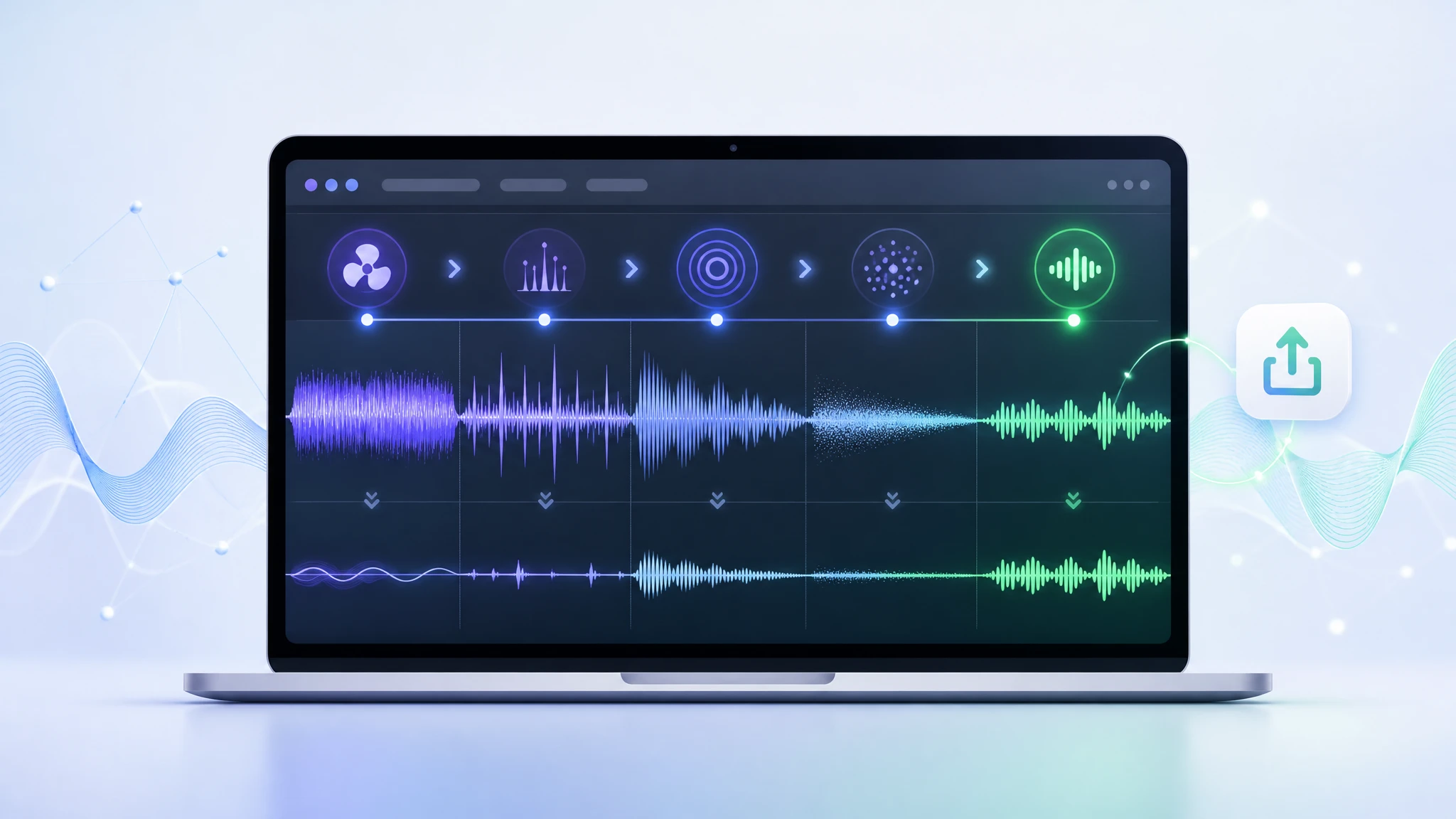 Noisy screen recording audio cleanup after export
