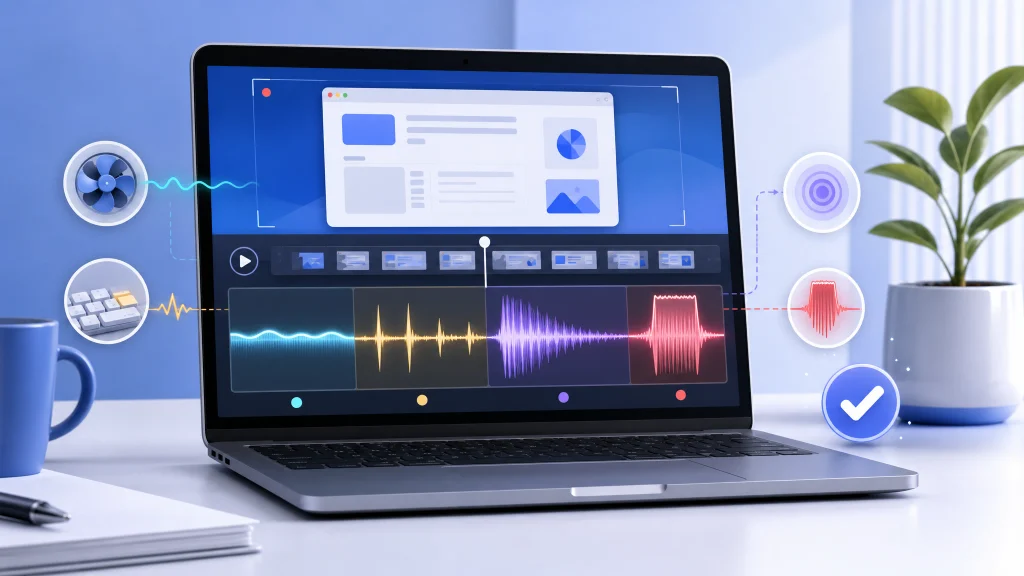 Diagnostic view of noisy screen recording audio after export