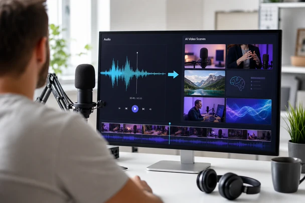 Podcast to Video Converter to Convert Audio Podcast to Video for Free - AudioCleaner AI